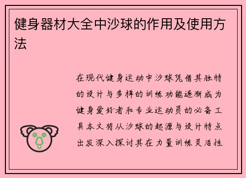 健身器材大全中沙球的作用及使用方法
